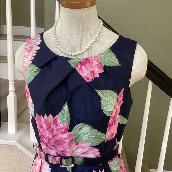 Jessica Howard Navy and Pink Floral Midi Dress - Picture 5 of 11